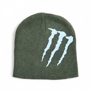 Monster energy ultra logo on green beanie skate grunge